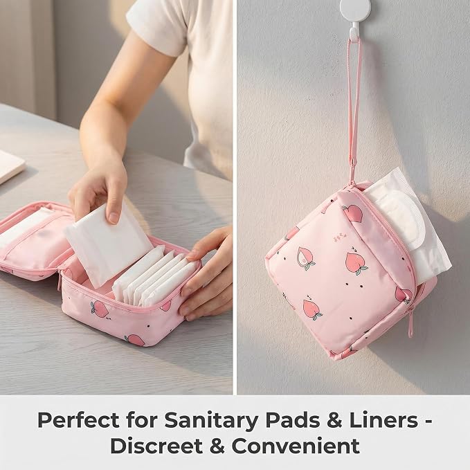 Happyupcity 3Pcs Sanitary Napkin Storage Bag – Portable Oxford Nylon Period Pouch with Zipper for Tampons, Menstrual Cups & Feminine Care