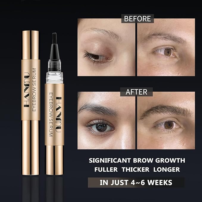 HANMU Eyebrow Growth Serum for Women & Men, Rapid Brow Enhancer, Natural Brow Growth for Thicker Fuller Longer Brows, Gentle Non-Irritating 4.5ml