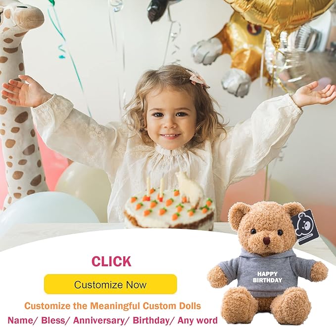 Personalized Teddy Bear with Text+Photo, Valentines Bear Stuffed Animal Plush Toys as Personalized Gifts for Women Men on Valentines' Day Birthday Anniversary Christmas Day（16 inch-Text+Photo