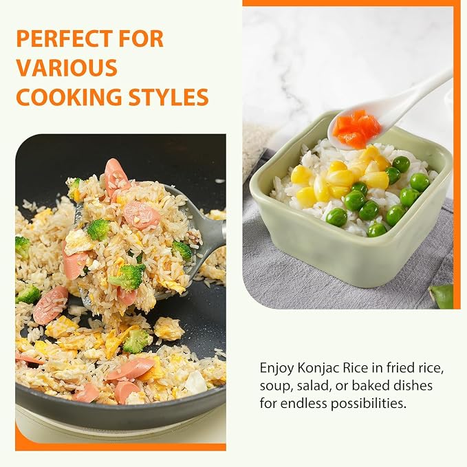 Soeos Organic Konjac Rice, Dried Shirataki Rice, 8.8oz (250g), Gluten Free, Plant-Based, Low Carbs, Quick-Cooking Rice Alternative, Pantry Staple for Stir-Fries, Soups & More