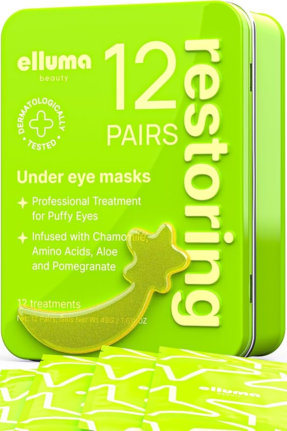 Under Eye Patches 12 Pairs of Themed Hydrogel Eye Gel Pads - For Puffy Eyes and Dark Circles, Under Eye Bags, Wrinkles - Restoring Set with Chamomile
