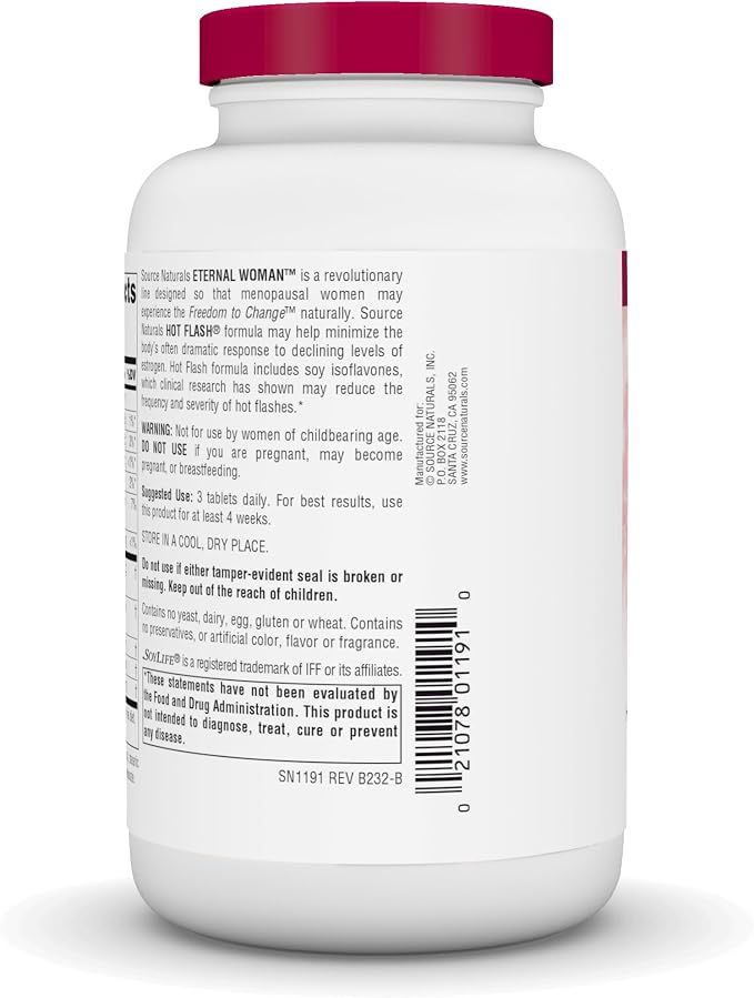 Source Naturals Hot Flash, 180 Tablets | Helps Reduce The Frequency of Hot Flashes Associated with Menopause | Non-GMO Soy*