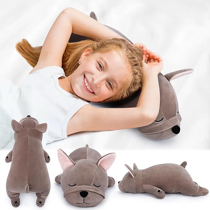 Auspicious beginning 19'' Large French Bulldog Plush Stuffed Animal- French Bulldog Dog Plush Pillow Plushies, Big Sleeping Body Pillow Dog Plushie Toy, Christams Birthday Gifts for Kids Girls Boys