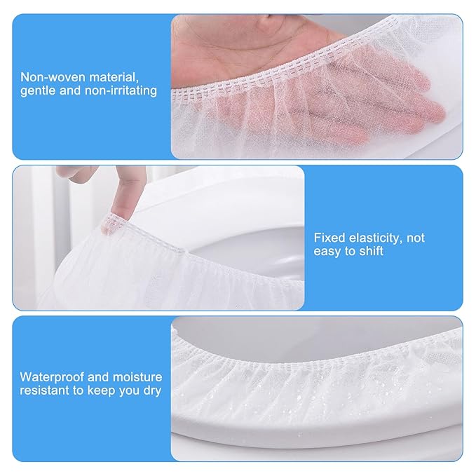 50 Pack Disposable Toilet Seat Covers for Travel Public Toilet Hospital,Portable Waterproof (Individual Package)