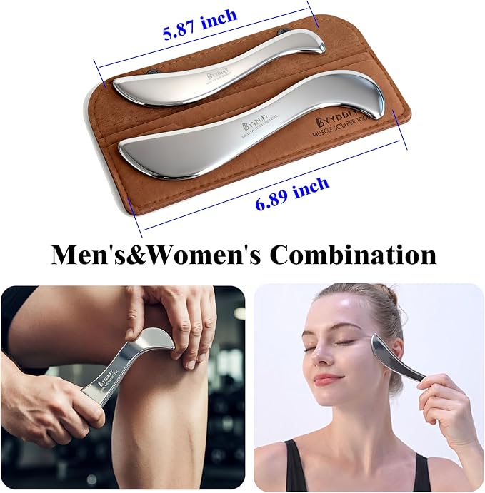 BYYDDIY-Large and Small Set,Stainless Steel Gua Sha Muscle Scraper Tool-Scraping Massage Tools,Scar Tissue Tool for Physical Therapy Tool ﻿