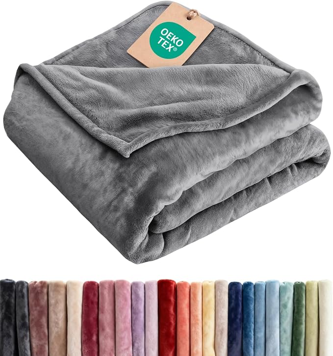 Fleece Blanket Throw XL - Ultra-Soft Flannel Fleece Blanket - Dark Grey | Soft, Warm, Outdoor Picnic Blanket for Camping, Travel, Lightweight, Cozy, Anti-Static, Home Decor Gifts for Men & Women