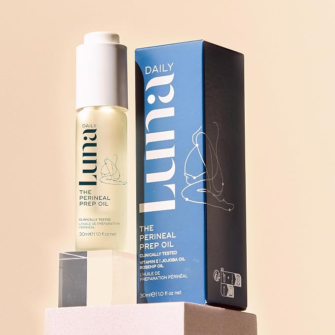Luna Daily Birth Prep Massage Oil for Pregnancy | Perineal Skin Prep with Jojoba, Vitamin E & Rosehip | Hydrating, Firming & Moisturizing | Gentle Massage for Birth Recovery & Stretch Support, 30ml