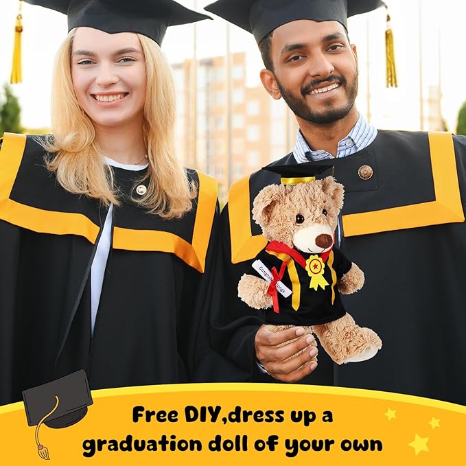 Set of 1 Graduation Teddy Bear Clothes Cap & Gow Outfit Fits Make Your Own Most 14" - 18" Bear Plush Stuffed Animal Outfit Pet Dog Doll Cap and Gown Build a Bear Clothe(Graduation E, Fit 14"-18")