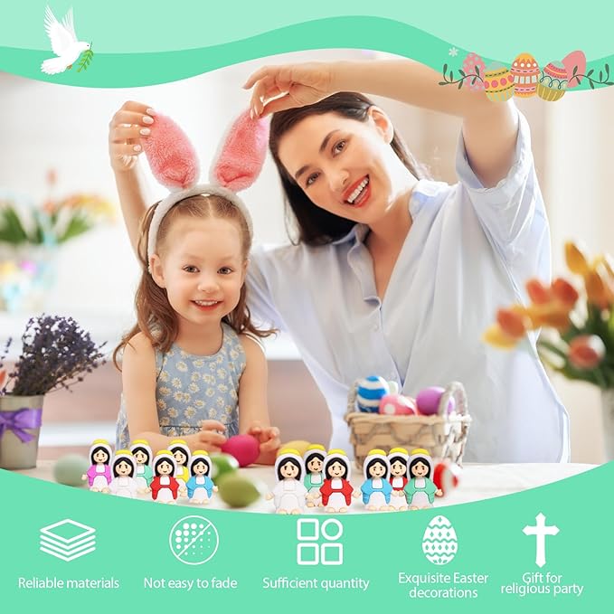 Little Virgin Mary Figurines Christ Toys Mini Virgin MaryFigures to Hide and Seek Sunday School Religious Party Favors Gift for Easter Egg Stuffers (30PCS)