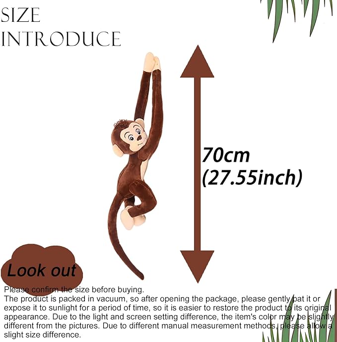 CHELEI2019 2PCS 27.6" Monkey Plush Stuffed Animal,Hanging Stuffed Animal Monkey with Long Hands