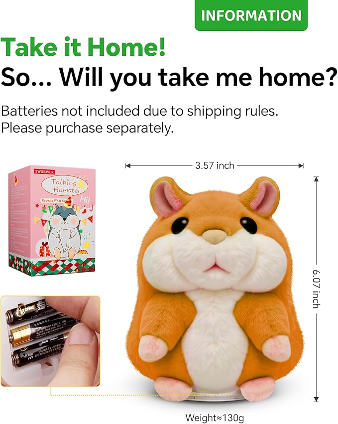 Christmas Best Gifts for Grandkids 2025 New Talking Hamster Toy,Top Toys for Ages 5-7 Girls Sellers Gag Gift Under 30,Speech Therapy Toys for Toddlers 1-3 Little Brown Stocking Stuffers