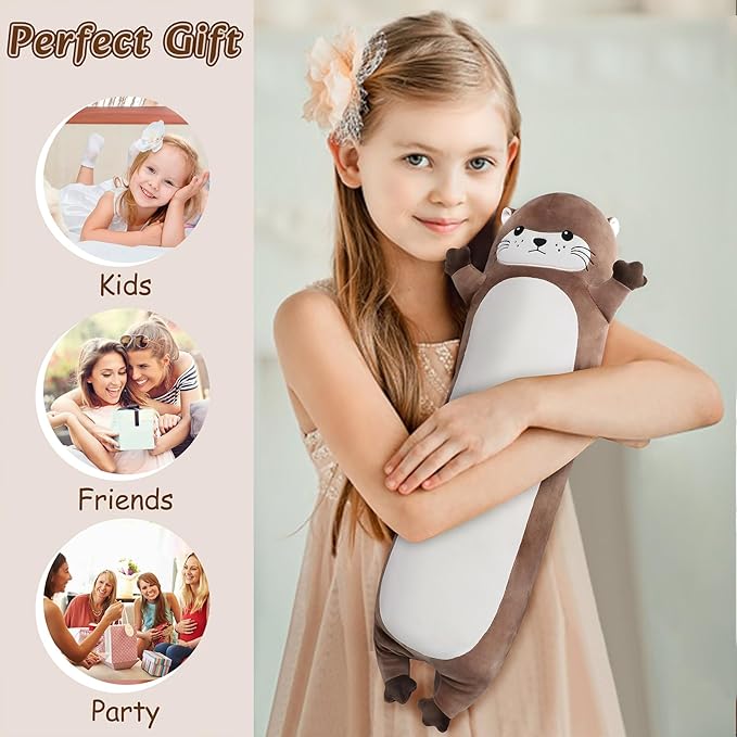 Large Otter Stuffed Animal,20” Long Otter Plush,Cute Plushies Animals Body Pillow,Kawaii Big Plush Toys Animal Gifts,Anime Sleeping Hugging Pillow Cushion for Kids Adults Birthday