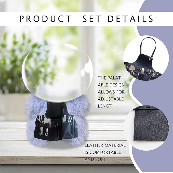 Apron Work Clothes for 17cm Doll(NO Doll)，Repairman Series，6 Accessories in Total，Leather Bibs with Adjustable Length, Suitable for Tool Enthusiasts，Suitable 3.94-6.7inch(10-17cm) for Dolls