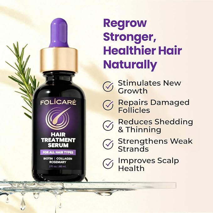 Thickening Hair Growth Serum for Women & Men (2Pack), Biotin Collagen & Rosemary Scalp Serum for Hair Density & Hydrating, Densifying Hair Serum Regrowth Oil for Hair Loss