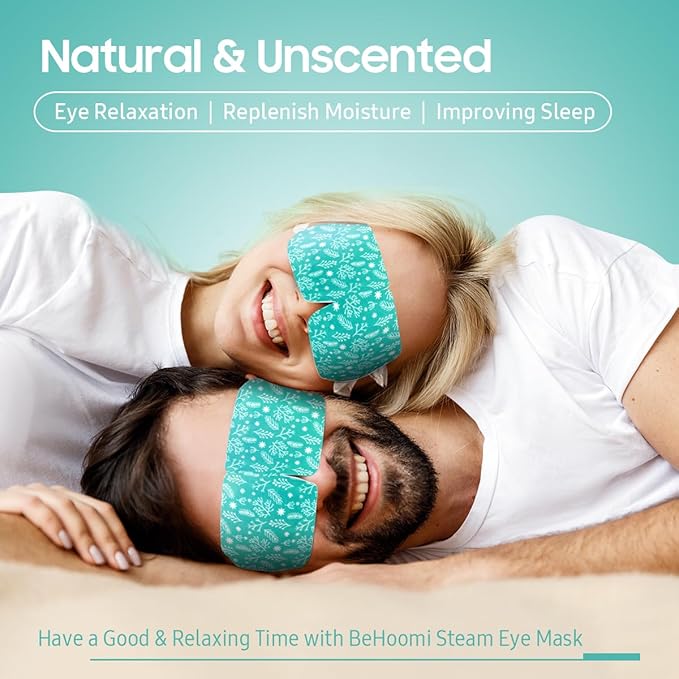 BeHoomi 20Packs Steam Eye Mask, Heated Eye Mask Warm Compress for Eyes, Disposable Self Heating Steam Mask for Sleep, Spa, Travel Essentials, Relaxation Gifts for Women, Mothers Day Gifts (Unscented)