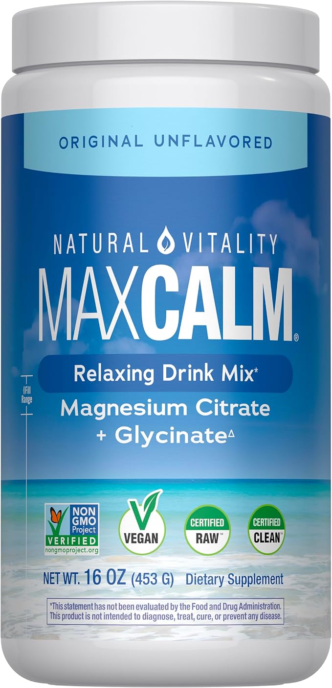 Natural Vitality Calm, Magnesium Supplement, Anti-Stress Drink Mix Powder, Gluten Free, Vegan, & Non-GMO, Original Unflavored, 16 oz
