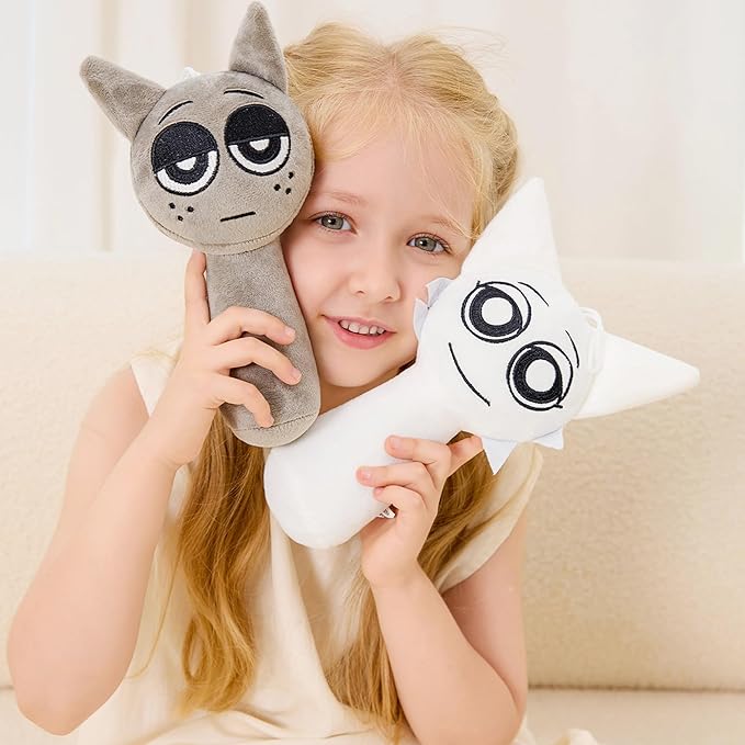 XYG® Sprunky Plush, Sprunky Game Plush Toys, 2PCS Plush Toys, Horror Games Plushies Toy for Fans, Soft Stuffed Animal Pillow Figure Doll Christmas Birthday Gifts for Kids Adult (9" White+Gray)