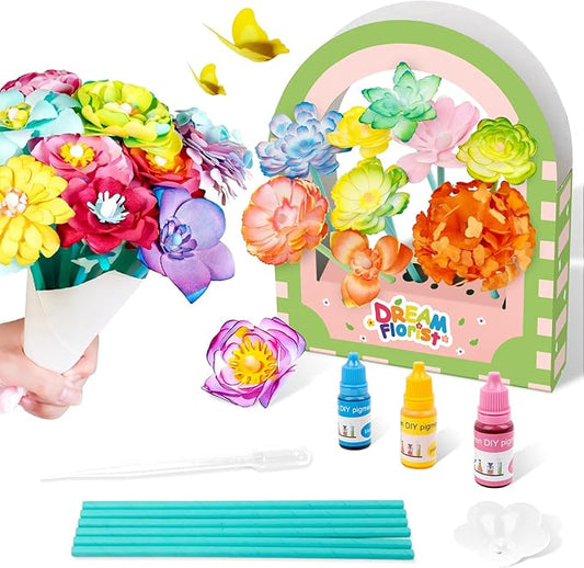 SkilLify Flower Craft Kits,DIY Paper Arts and Crafts Bouquet Toys for Kids, Create 3D Color Changing Blossoms, Educational Activity Preschool,Birthday Gifts for 4 5 6 7 8+Year Old Girls & Boys