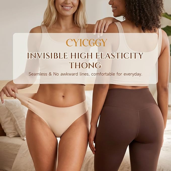 Anti Camel Toe Thongs for Women Seamless Invisible Panty No Show Underwear Liners Workout G String Breathable Tangas