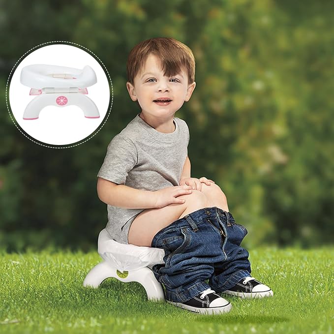Portable Potty Training Toilet, 2 in 1 Travel Potty Seat for Boys Girls, Foldable Training Toilet Seat for Travel and Car Attachment Indoor Outdoor Use