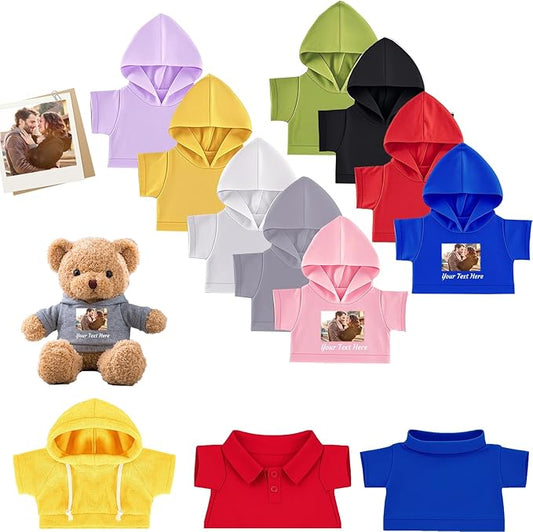 Personalized Teddy Bear Clothes with Photo Name, Custom Stuffed Animal Clothes Fit 8-16 inch Stuffed Bear Clothing, Personalized Doll Clothing Make Your Own Plush Doll Shirt