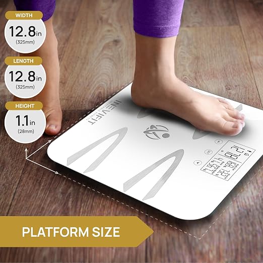 INEVIFIT Body-Analyzer Scale, Highly Accurate Digital Bathroom Body Composition Analyzer, Measures Weight, Body Fat, Water, Muscle, BMI, Visceral Levels & Bone Mass for 10 Users. Includes Batteries