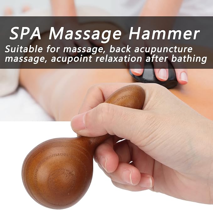Wooden Handheld Massage, Portable Essential Oil Massage Hammer Teakwood Beauty Massage Hammer Wood Therapy Massage Tool Psoas Muscle Release Tool Wood Therapy Massage Tools Kit for Skin Care