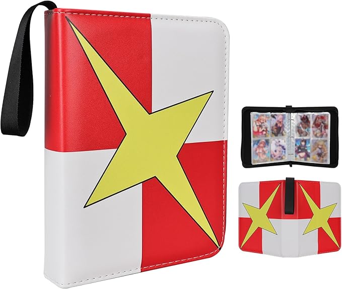 Collectible Trading Card Albums,4 Pocket Card Binder, 400 Double Sided Pocket,PU Premium Zip Trading Card Binder for TCG, MTG,Sports Cards (White& Yellow& Red)