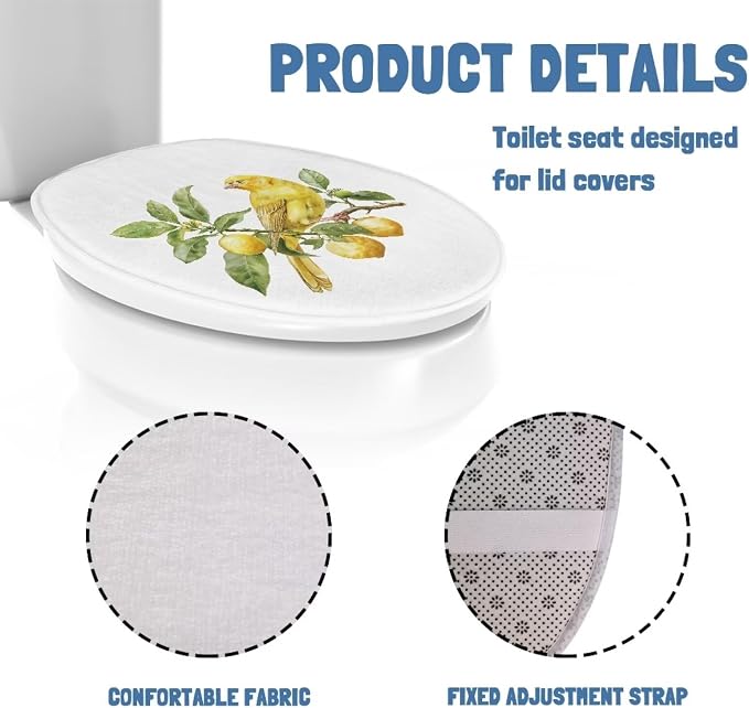 Hummingbird Toilet Seat Cover, Flannel Soft Bathroom Accessories Toilet Lid Cover, Machine Washable Reusable Toilet Seat Cover