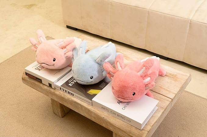 Niuniu Daddy 18" | 2.8 Pound Blue Axolotl Weighted Stuffed Animals for Kids Adults Girls, Giant Cute Axolotl Stuffy Plush Toy with Glowing Ears in The Dark, Kawaii Gifts for Holidays Christmas