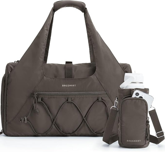 BAGSMART Gym Bag for Women, Lightweight Duffel with Shoe Compartment, Tote Bag with Wet Pocket for Yoga Travel, Dim Gray