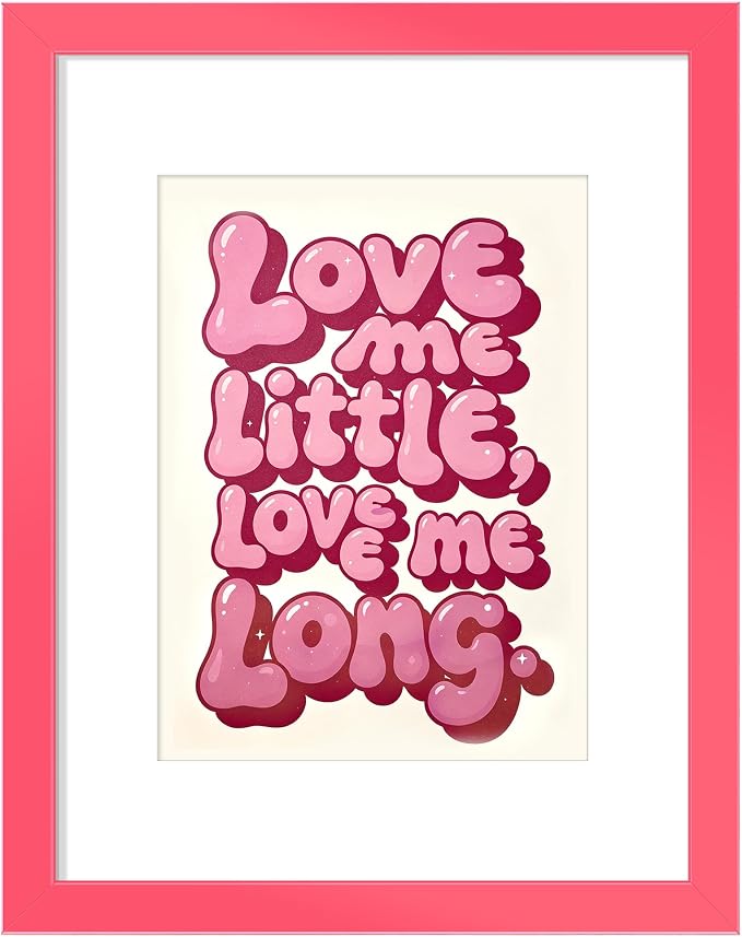upsimples 8.5 By 11 Picture Frame, Display Pictures 6x8 with Mat or 8.5 x 11 Without, Wall Hanging Photo Frames, Hot Pink, 1 Pack