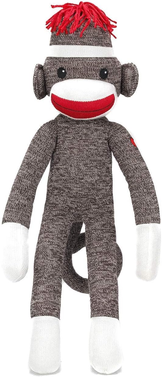 Plushland Adorable Sock Monkey, The Original Traditional Hand Knitted Stuffed Animal Toy Gift-for Kids, Babies, Teens, Girls and Boys Baby Doll Present Puppet 20 Inches (New Brown)