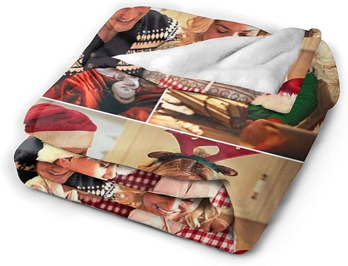 QETXVI Custom Blanket with Photos Text Customized Blanket Personalized Flannel Throw Blankets for Adult Kid Birthday Christmas Halloween Fathers Mothers Valentines Gift - 60"x 80"