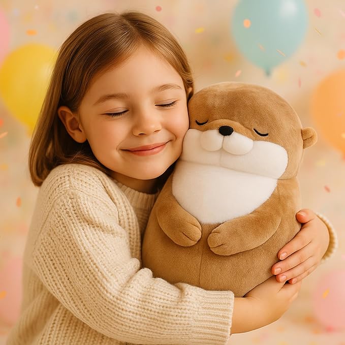 Otter Stuffed Animals Sleeping Plush Toys with Embroidered Eyes for Boy Girl Kids Birthday Christmas Bedtime Gifts, 12 inches