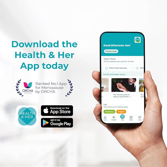 Health & Her Multivitamin for Women 55+ & Postmenopausal, 30 Day Supply | Daily dietary supplement with 22 key nutrients for wellbeing after menopause; Vegan, gluten-free; 60 tablets