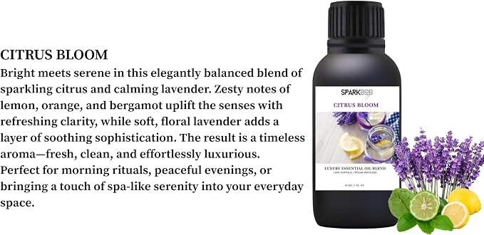 Luxury Essential Oil Blend Therapeutic Grade Aromatherapy Oil for Diffuser, Massage, Spa & Relaxation | Stress Relief & Wellness Gift Ready Packaging 1Fl Oz (Citrus Bloom)