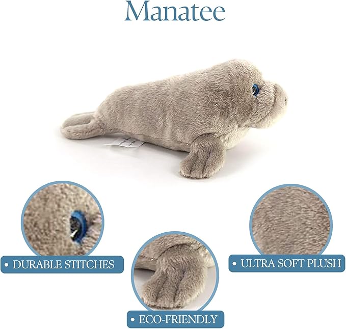 The Petting Zoo Manatee Stuffed Animal Plushie, Gifts for Kids, Scoopz Sealife Animals, Manatee Plush Toy, 10 Inches