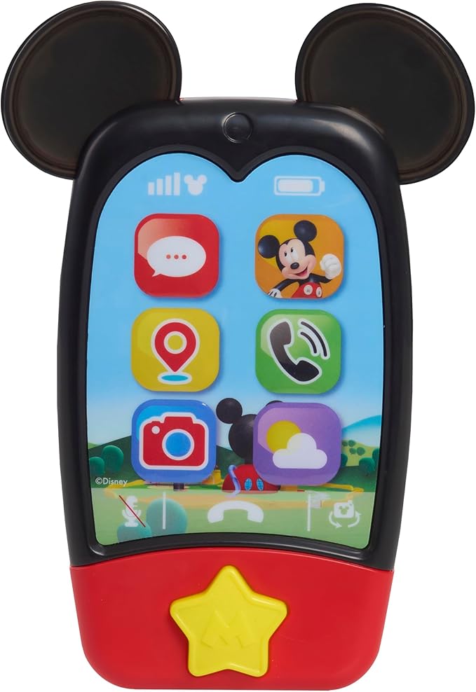Disney Jr. Mickey Mouse Clubhouse 6-inch Mobile Phone with Lights and Sounds, Pretend Play Touchscreen Cell Phone for Kids, Travel Toy for Fans, Boys, Kids, Ages 3 and Up by Just Play