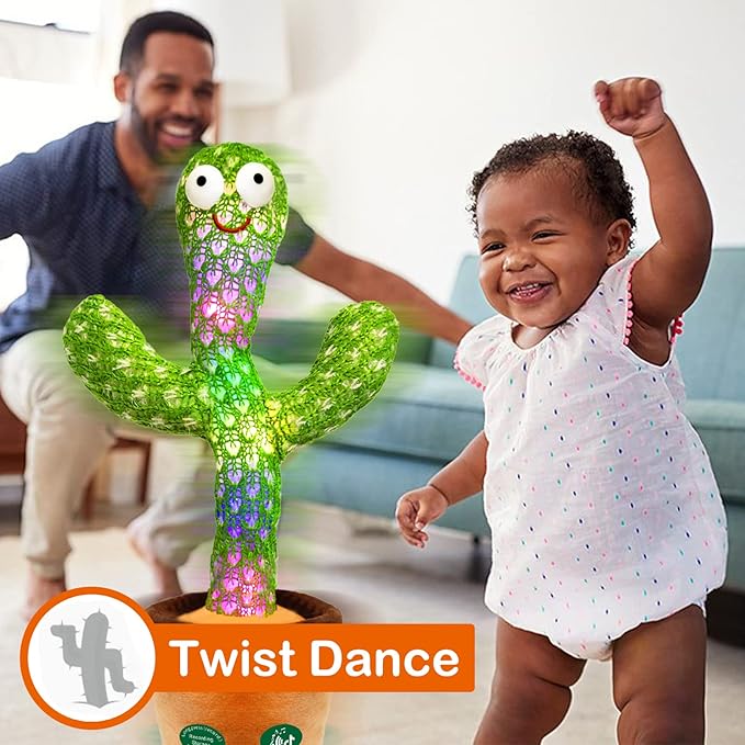 [Update Volume Adjustable] Talking Cactus Toy Mimics Back, Gift Package Repeat Dancing Plush Toys - Talking Sing+Repeat+Dancing+Recording+Rainbow Led Cactus Toy(15 Second Recording)