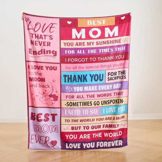 Pink Mother’s Day Blanket Gift for Mom – Soft Cozy Fleece Throw, Warm Inspirational Blanket for Mother, Birthday Gifts for Mom from Daughter & Son, Holiday, 50x60 inch