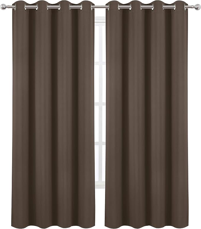 LEMOMO Chocolate Brown Thermal Blackout Curtains/52 x 84 Inch/Set of 2 Panels Room Darkening Curtains for Bedroom