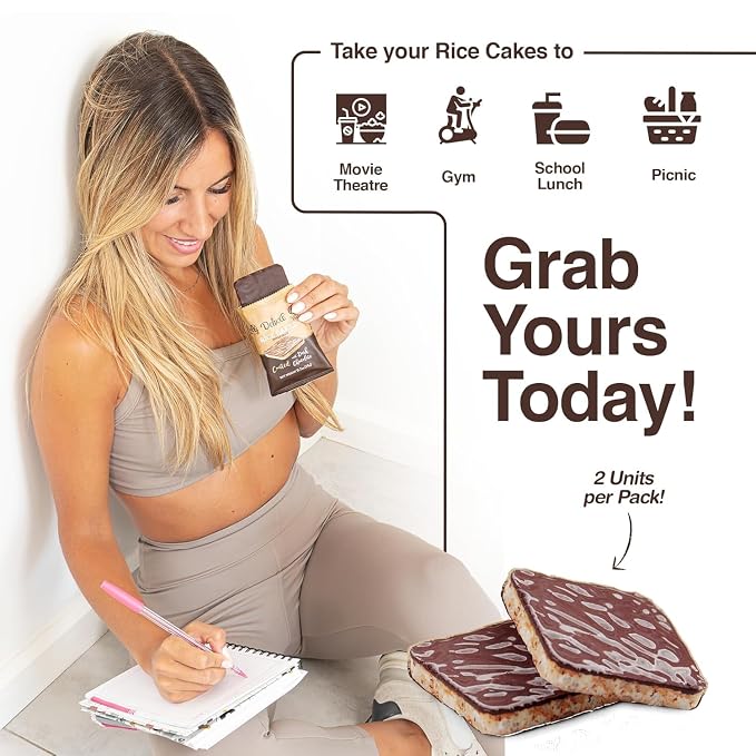 Deluxe & Bla Bla Chocolate Covered Rice Cakes 57 Pack – Whole Grain, Gluten-Free, Kosher, Low-Calorie Snack – Coated with Dark Chocolate – Healthy & Crunchy Treat – Individually Wrapped, (19g Each)