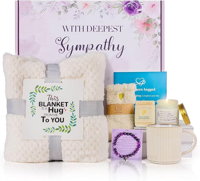 Sympathy Gift Baskets, Care Package for Women, Soothe Grief Sympathy Gifts for Loss of Loved One, Condolences Gift Basket for Loss, Bereavement Miscarriage Gifts for Mothers, Mom, Sister, Friend