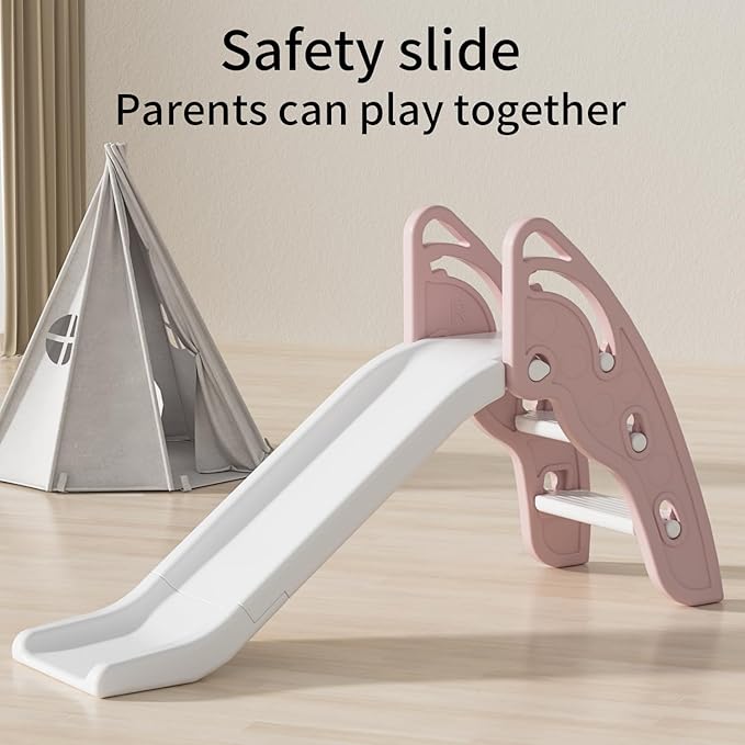 Toddler Slide Large Play Climber Slide PlaySet with Extra Long Slipping Slope Indoor Slide Kids Slide Toddler Playground Toddler Slide Outdoor Toys for Toddlers (Pink)