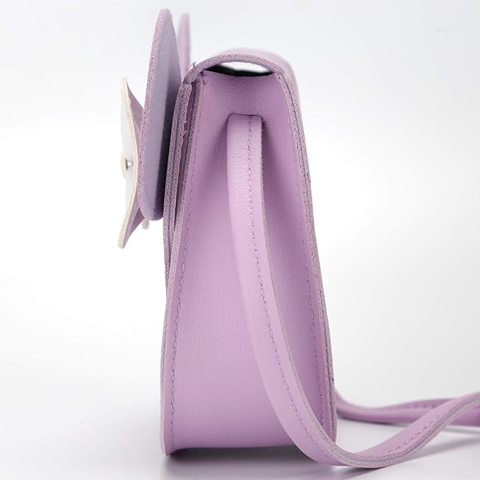 Little Mouse Ear Bow Crossbody Purse,PU Shoulder Handbag for Kids Girls Toddlers(Purple)