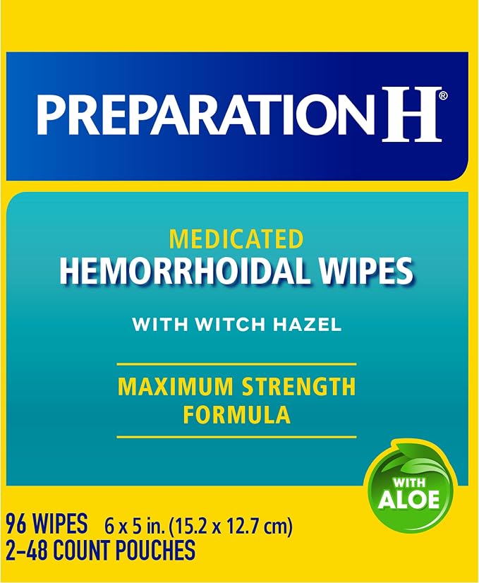 Preparation H Hemorrhoid Flushable Wipes with Witch Hazel for Skin Irritation Relief - 96 Count