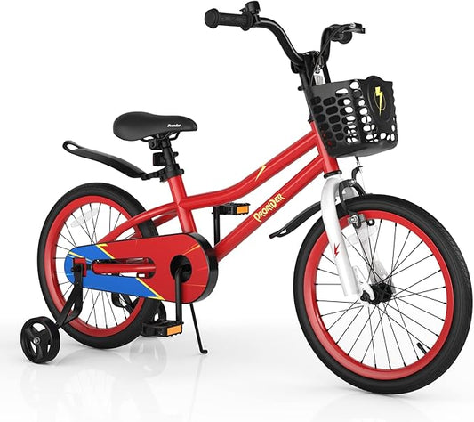 BABY JOY Kids Bike, 12 14 16 18 20 Inch Children Bikes for Boys Girls Teens 3-8 8+ Years w/Training Wheels or Kickstand, Handbrake, Coaster Brake & Removable Basket, Kids Bicycle of Multiple Colors