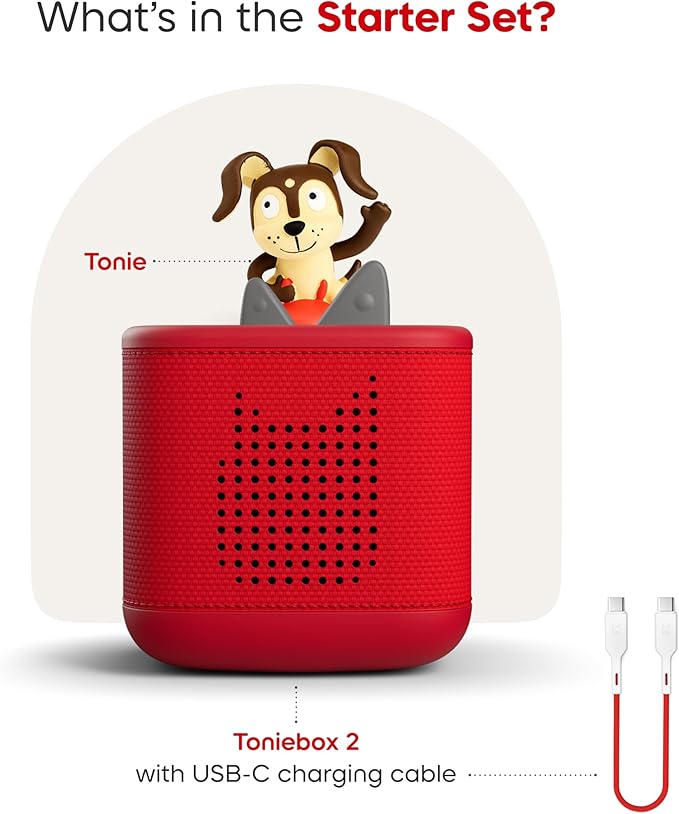Toniebox 2 Audio Player Starter Set for Kids 1+ with Playtime Puppy - Sunset Red