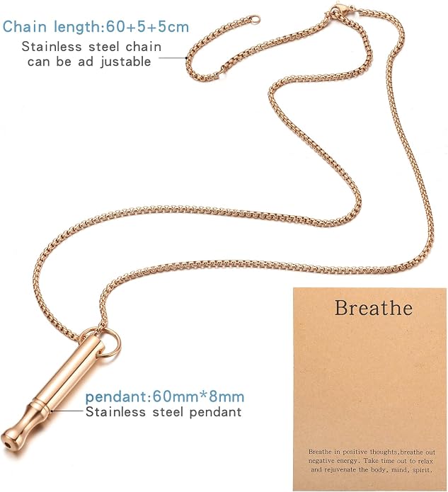 Mindfulness Breathing Necklace Stress Relief Pendant Stainless Steel Anxiety Breathe Necklace for Women Men